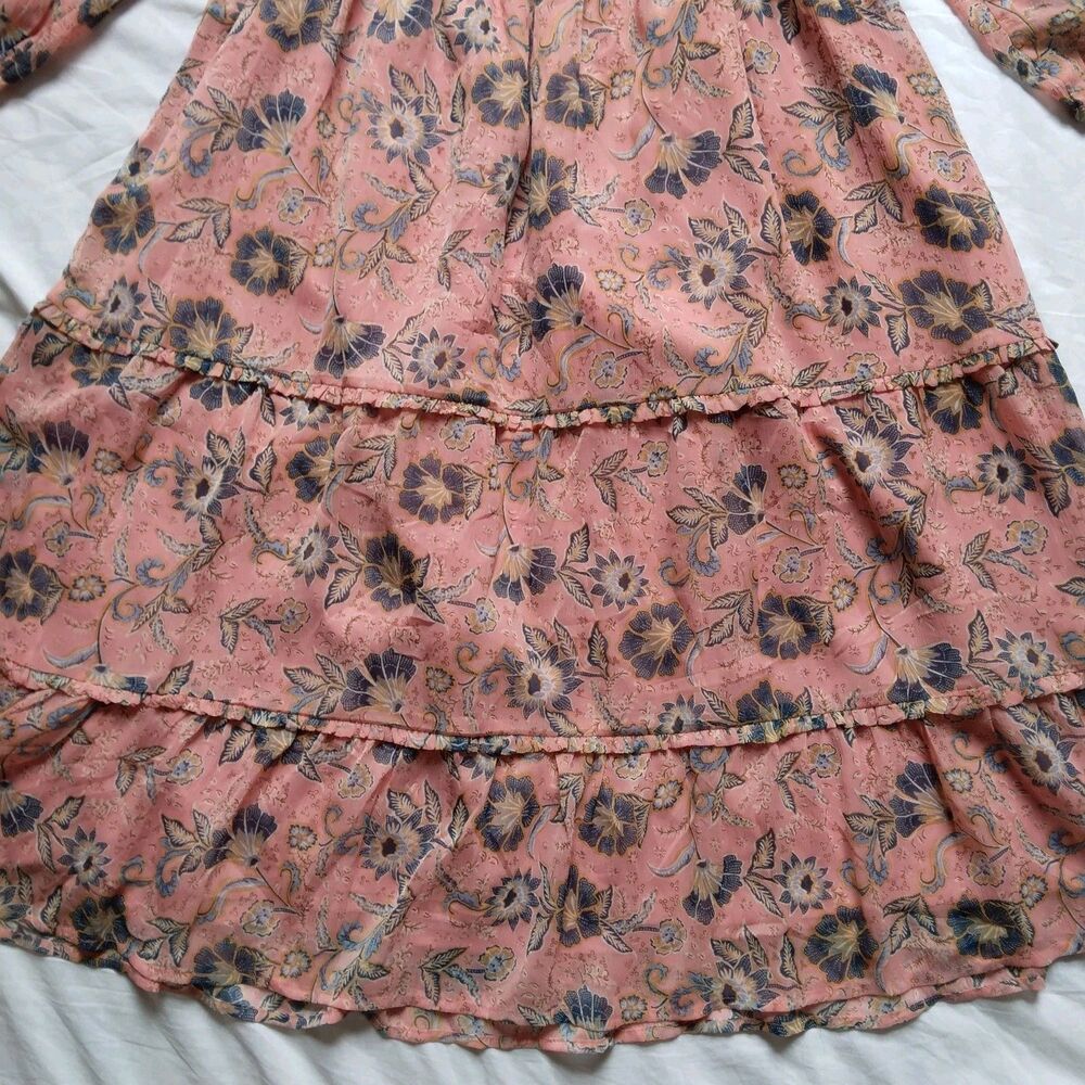 Patrons of Peace Dress Gypsy Floral Boho Peasant Pink Blue Womens Large - Picture 5 of 14